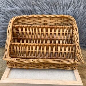 Wicker Letter Mail Desk Organizer Vintage